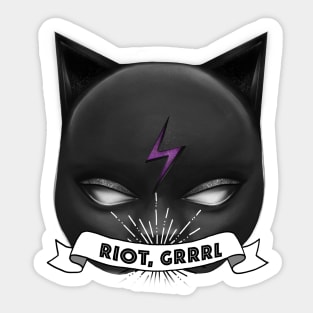 Riot grrl black cat mask Sticker